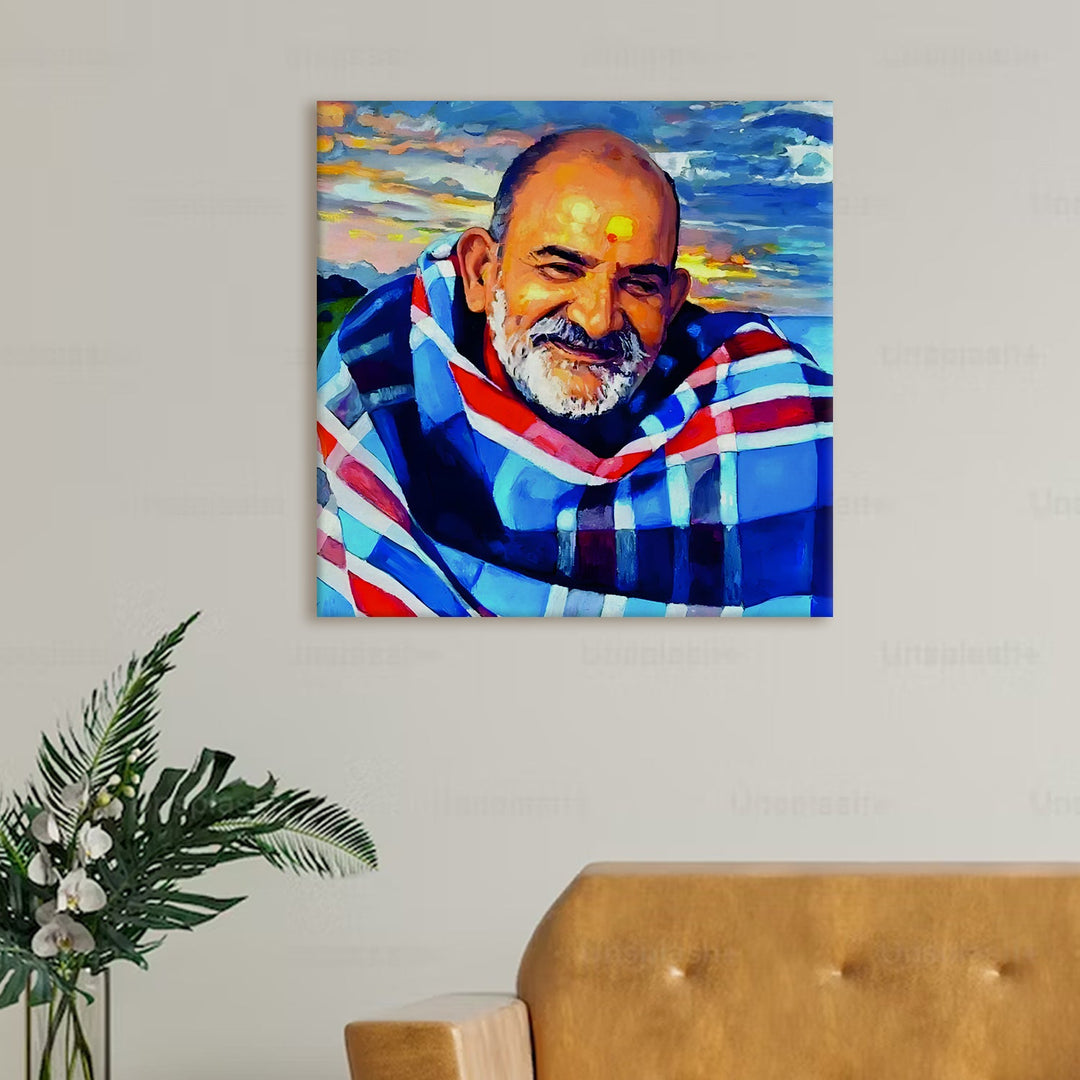 Neem Karoli Baba Canvas Wall Art painting For Home and Office Wall Decoration