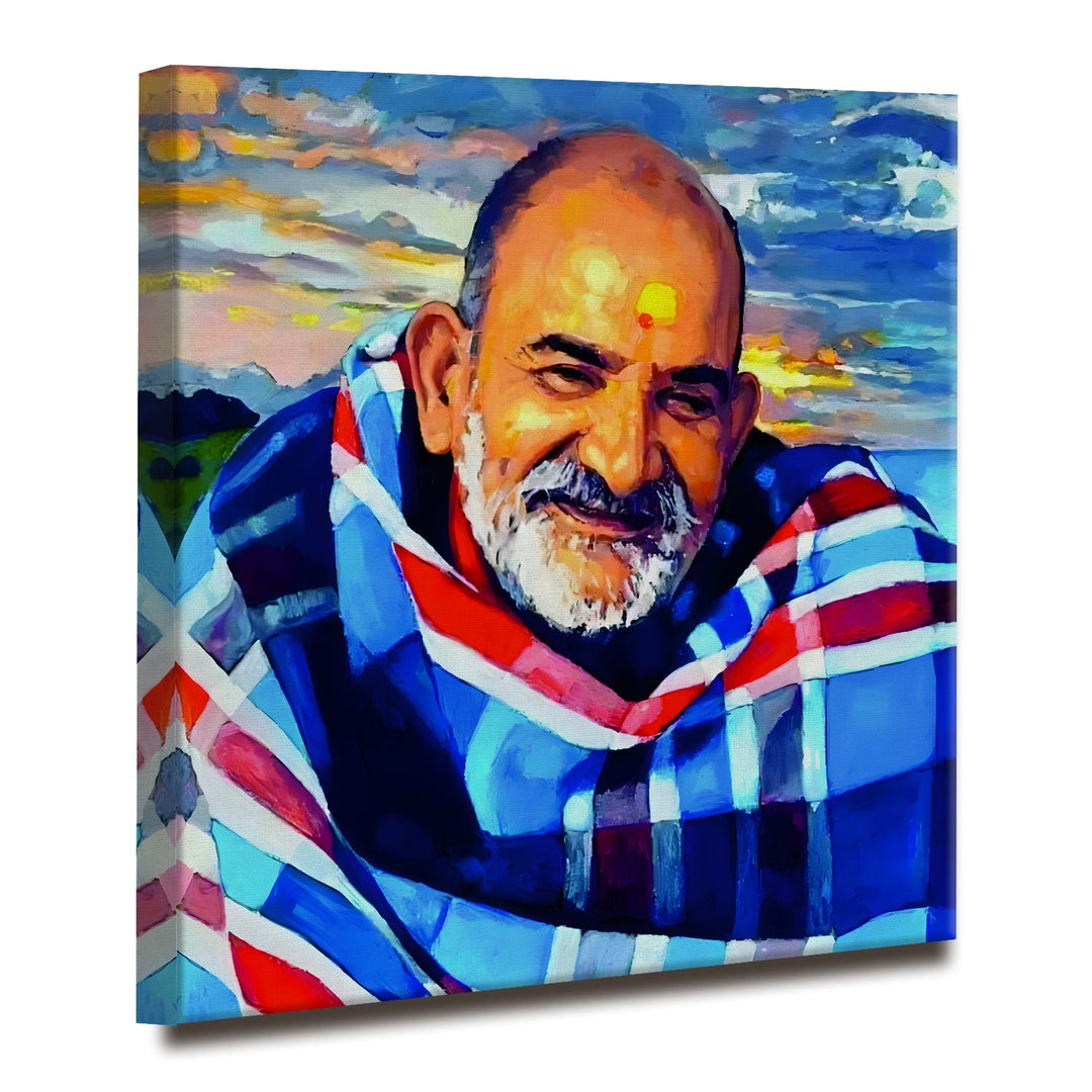 Neem Karoli Baba Canvas Wall Art painting For Home and Office Wall Decoration