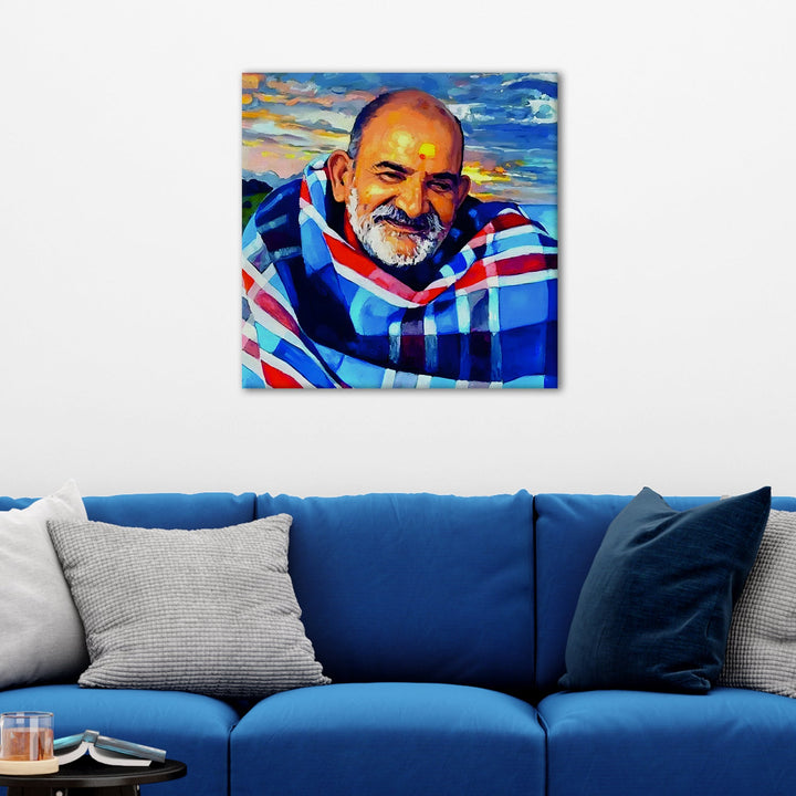 Neem Karoli Baba Canvas Wall Art painting For Home and Office Wall Decoration