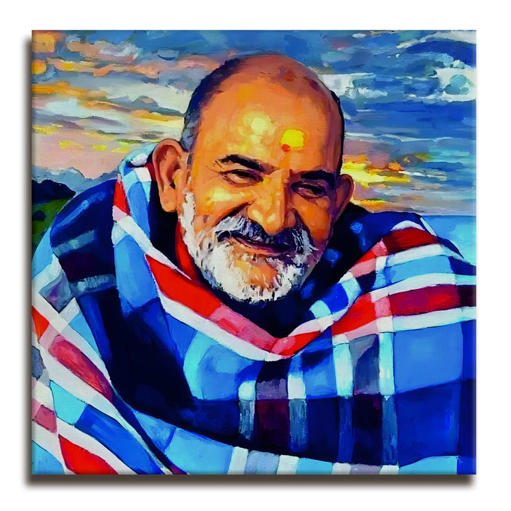 Neem Karoli Baba Canvas Wall Art painting For Home and Office Wall Decoration