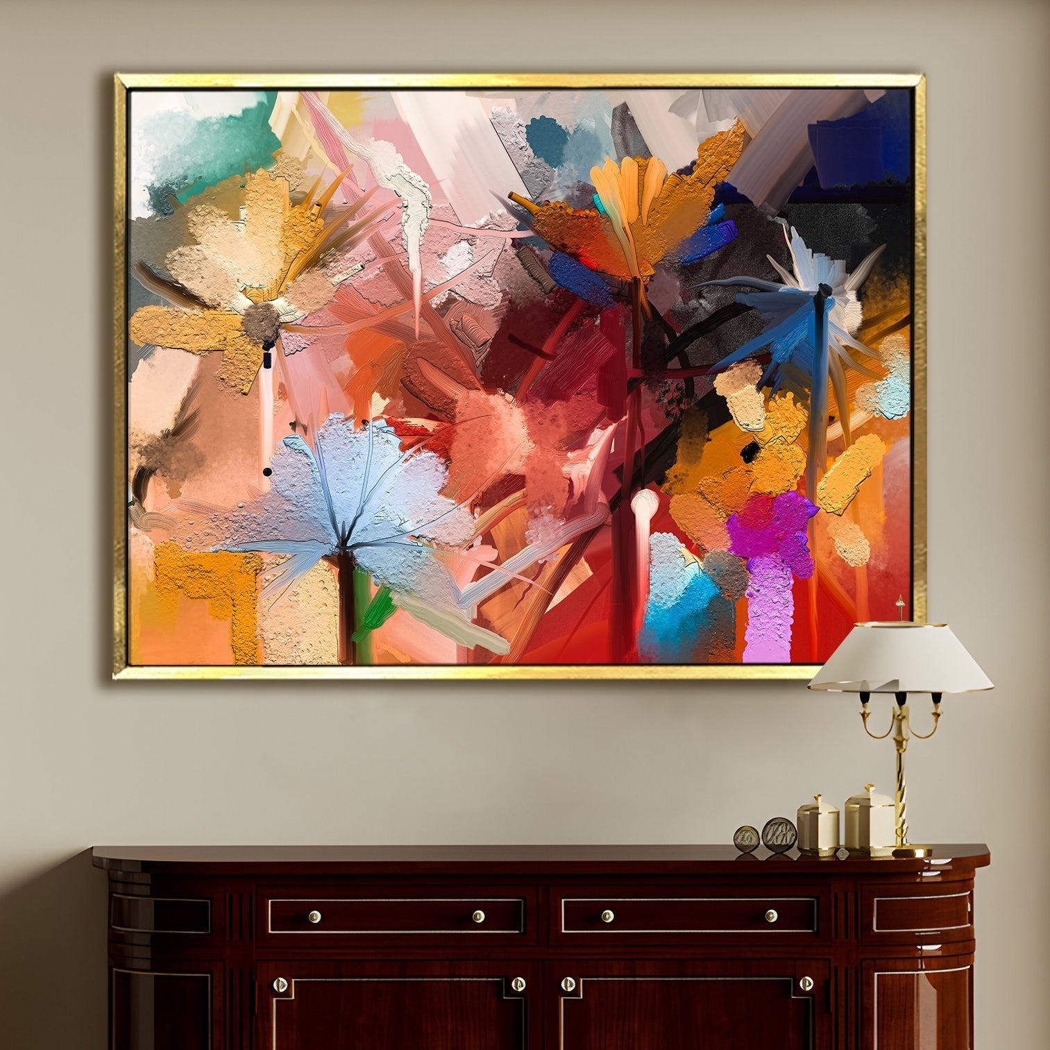 Floral Canvas 24x30 outlets Framed Painting by Koto (8-4-KOTO07 ABS FLORAL), Flowers Art