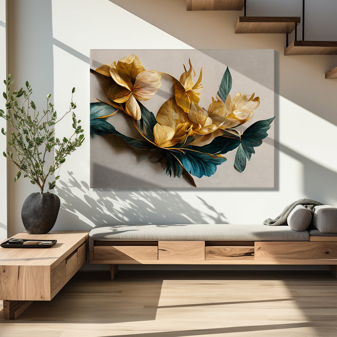 PAPER PLANE DESIGN Canvas Floral Wall Art: A Symphony of Nature's Elegance Large Size Canvas Framed Paintings For Living Room, Office, Home Decor. (FLWA17)