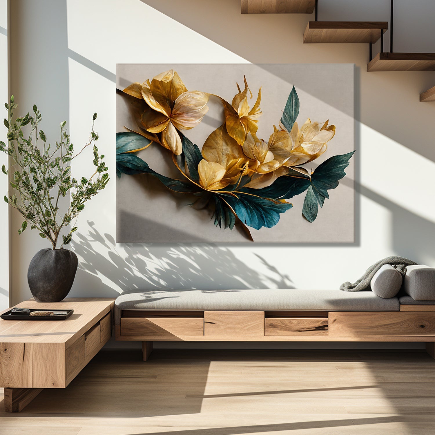 PAPER PLANE DESIGN Canvas Floral Wall Art: A Symphony of Nature's Elegance Large Size Canvas Framed Paintings For Living Room, Office, Home Decor. (FLWA17)