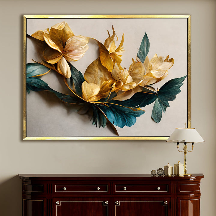PAPER PLANE DESIGN Canvas Floral Wall Art: A Symphony of Nature's Elegance Large Size Canvas Framed Paintings For Living Room, Office, Home Decor. (FLWA17)
