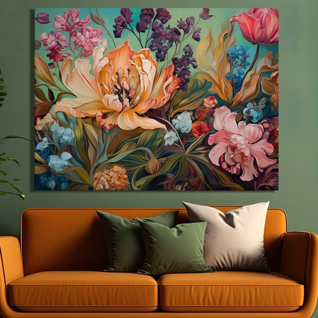 PAPER PLANE DESIGN Canvas Floral Wall Art: A Symphony of Nature's Elegance Large Size Canvas Framed Paintings For Living Room, Office, Home Decor. (FLWA19)