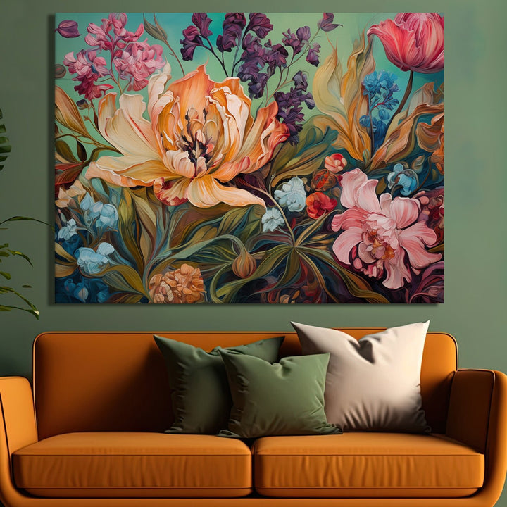 PAPER PLANE DESIGN Canvas Floral Wall Art: A Symphony of Nature's Elegance Large Size Canvas Framed Paintings For Living Room, Office, Home Decor. (FLWA19)
