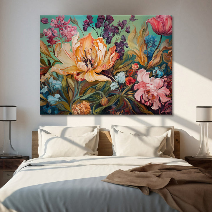 PAPER PLANE DESIGN Canvas Floral Wall Art: A Symphony of Nature's Elegance Large Size Canvas Framed Paintings For Living Room, Office, Home Decor. (FLWA19)