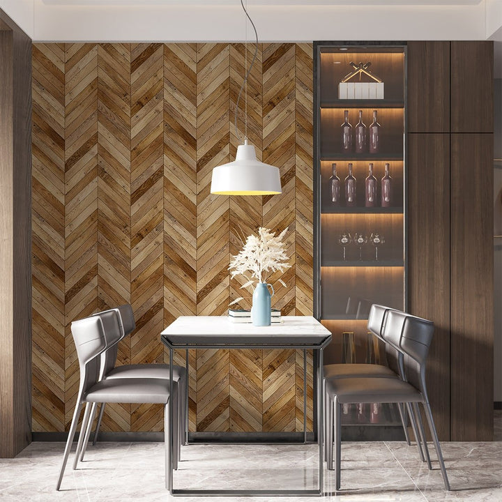 Parquet texture Luxury herringbone light brown Wood wallpaper