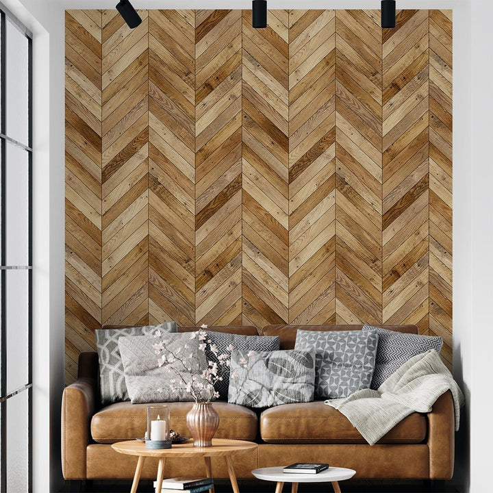 Parquet texture Luxury herringbone light brown Wood wallpaper