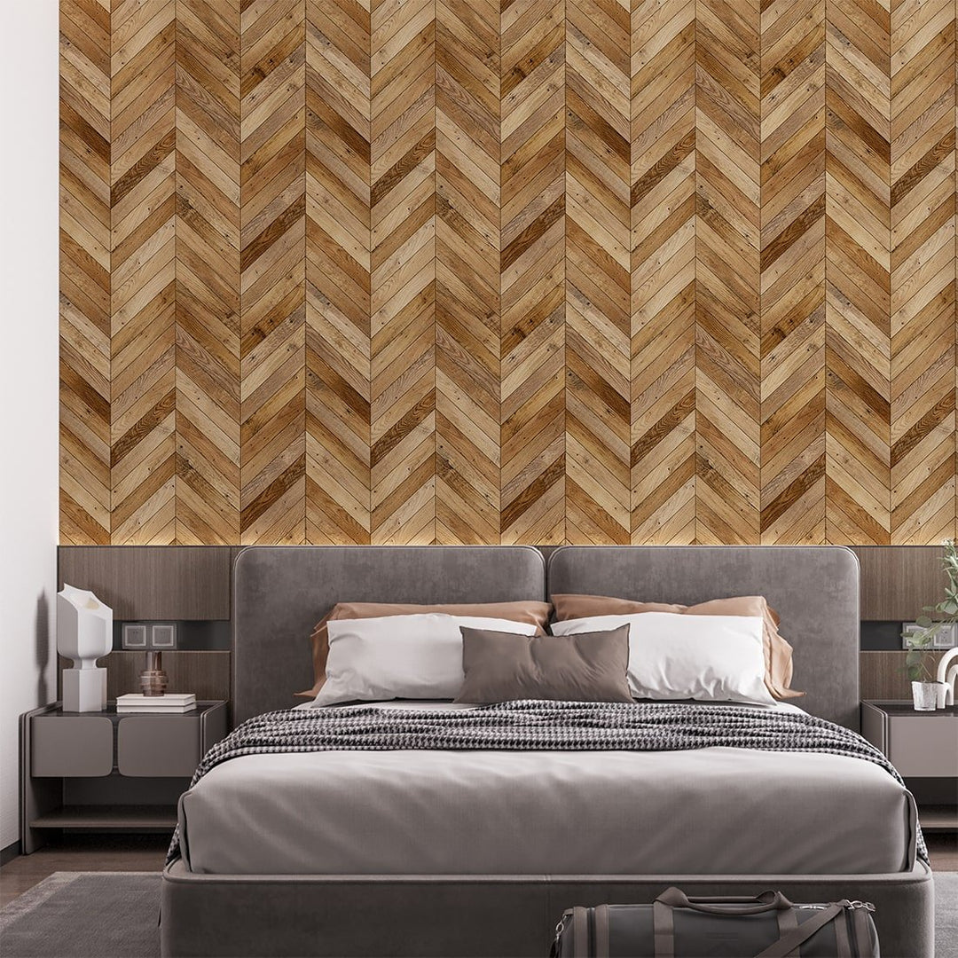 Parquet texture Luxury herringbone light brown Wood wallpaper