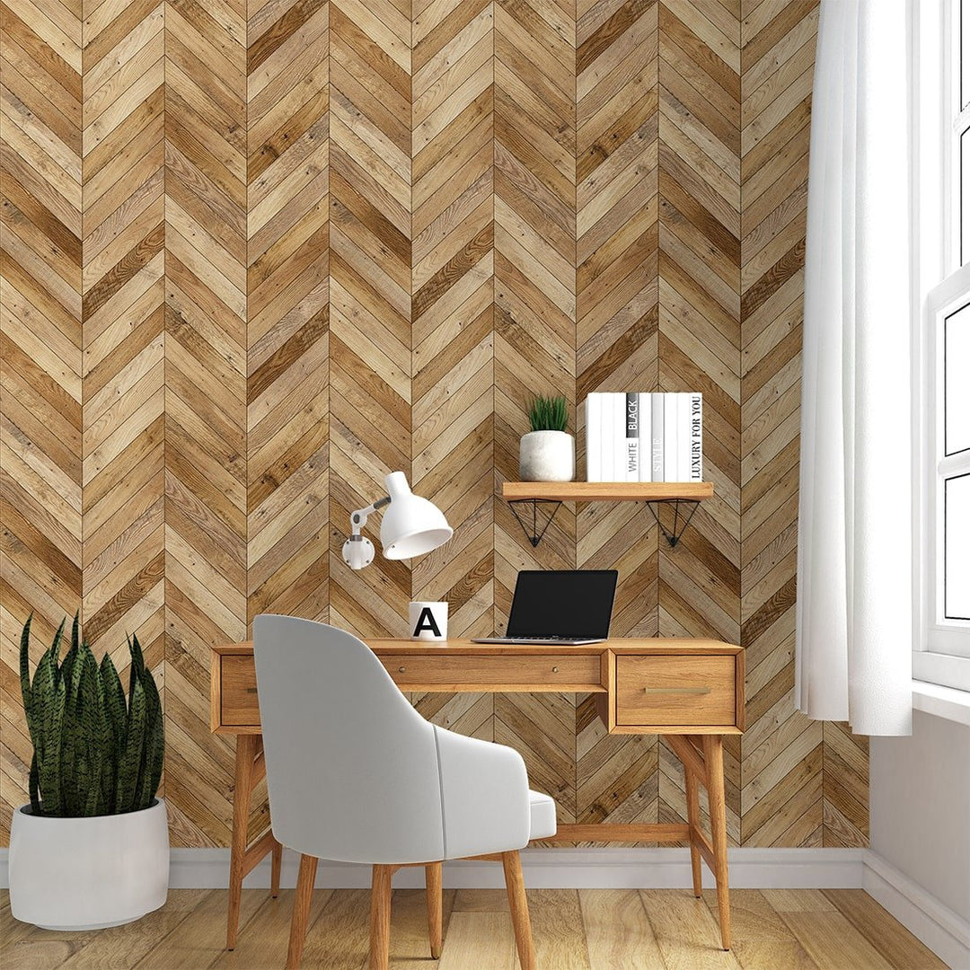 Parquet texture Luxury herringbone light brown Wood wallpaper