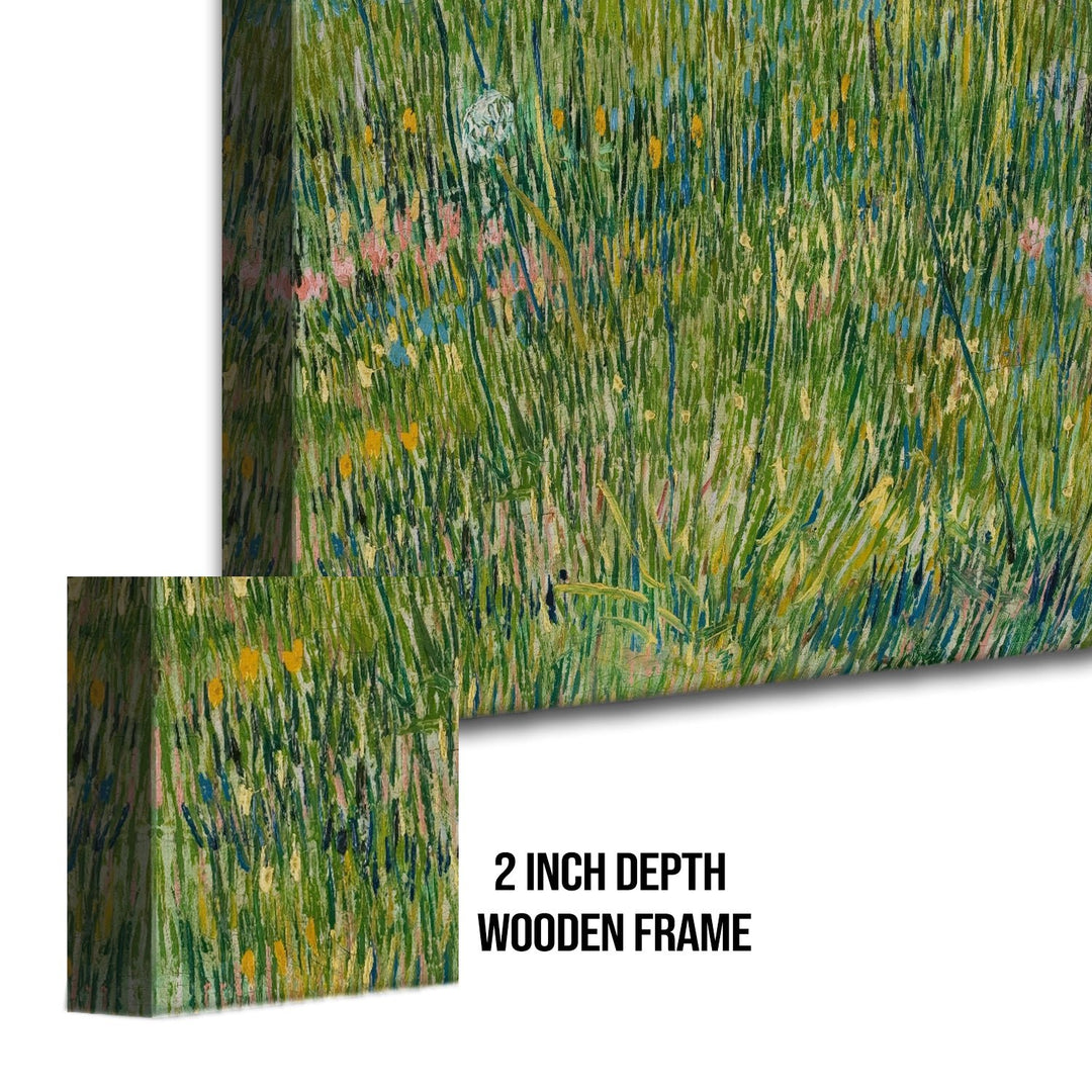 Patch Of Grass By Vincent Van Gogh Wall Art Large Size Canvas Framed Paintings for Office Living Room Bedroom Home Décor. (VAWA020)