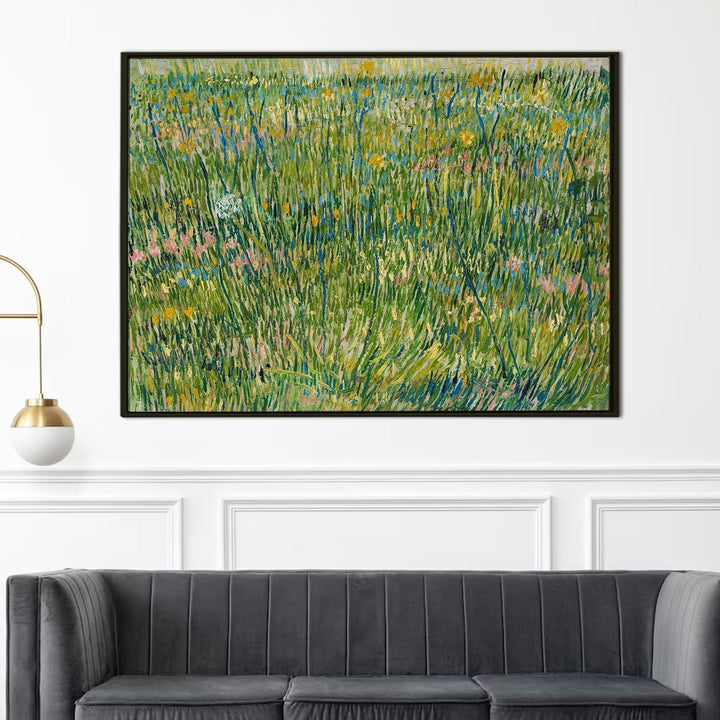 Patch Of Grass By Vincent Van Gogh Wall Art Large Size Canvas Framed Paintings for Office Living Room Bedroom Home Décor. (VAWA020)