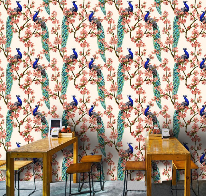 Peacock Motif Self Adhesive Designer Wall Paper Waterproof