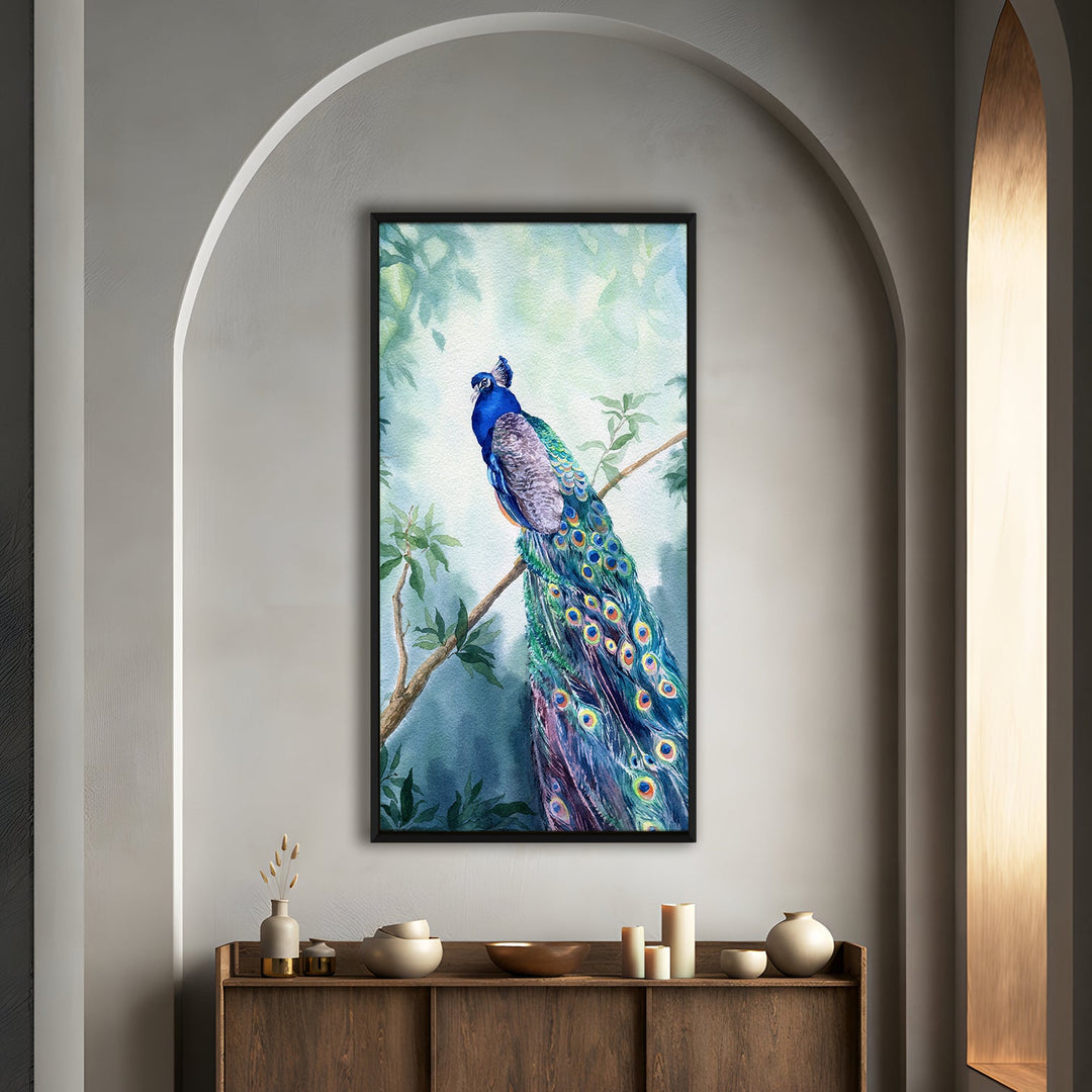 Peacock Vastu Canvas Painting Framed For Home and Office Wall Decoration