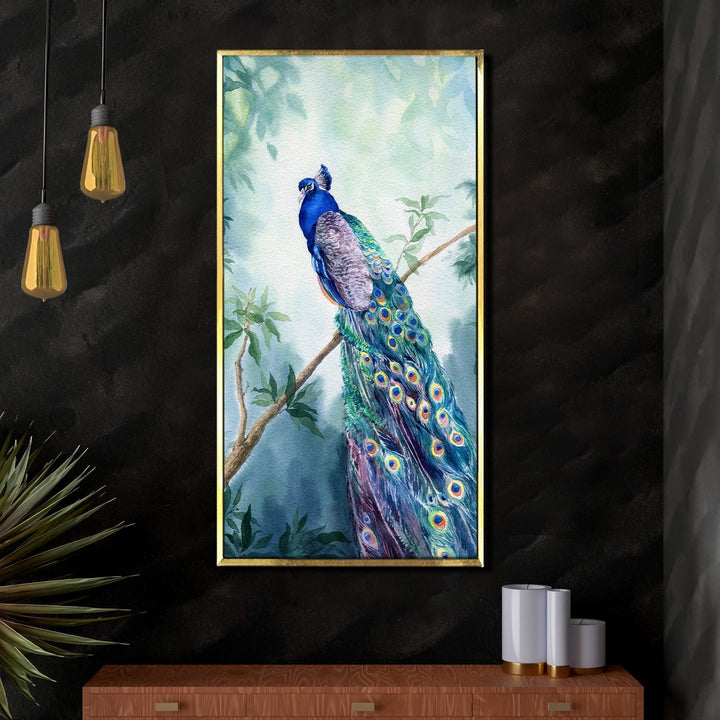 Peacock Vastu Canvas Painting Framed For Home and Office Wall Decoration