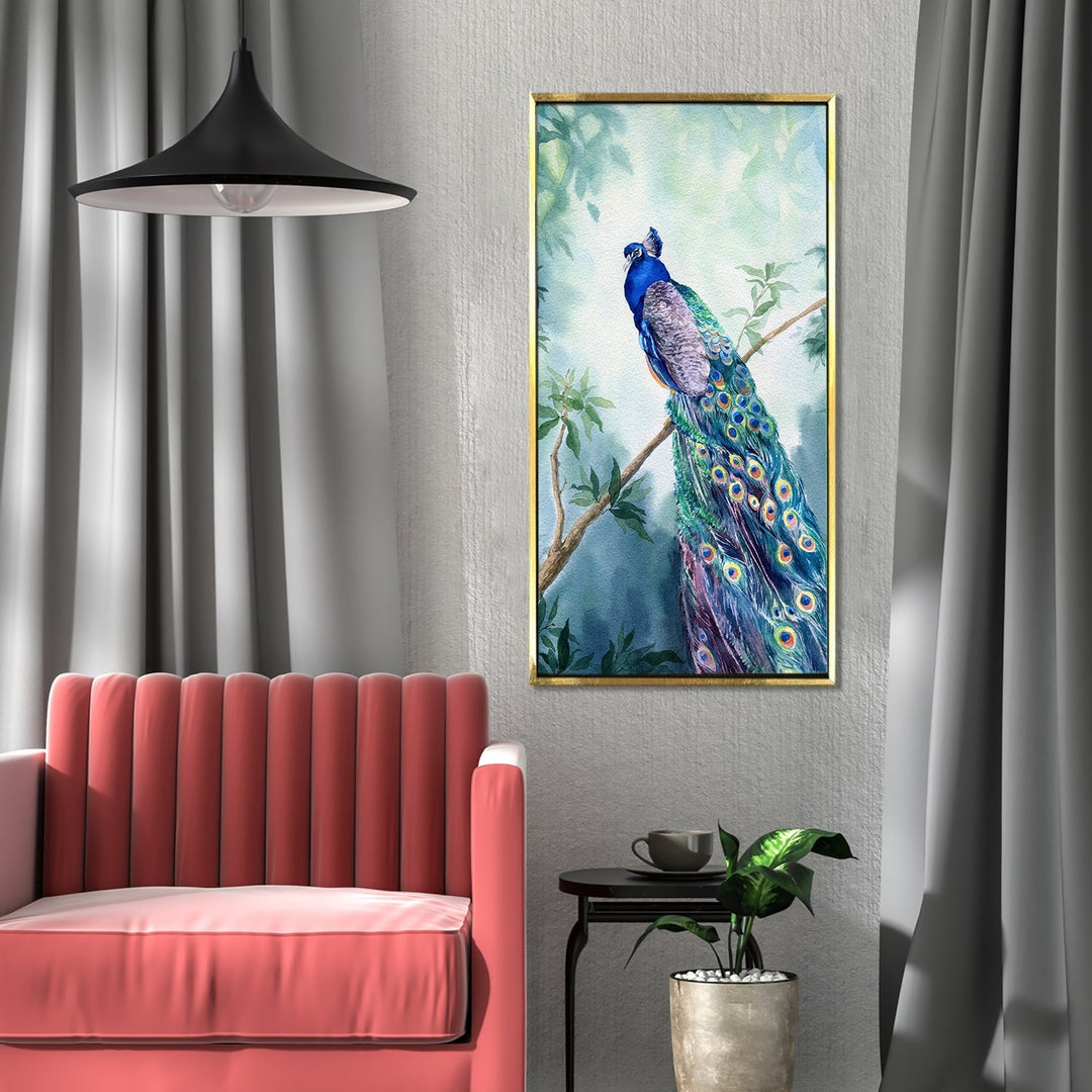 Peacock Vastu Canvas Painting Framed For Home and Office Wall Decoration