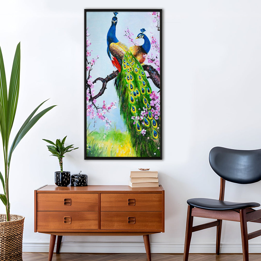 Peacock Vastu Painting Framed For Home and Office Wall Decoration