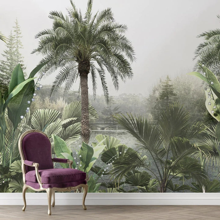 Personalized Tropical palm forest Wallpaper for Home and Cafe Wall Decoration