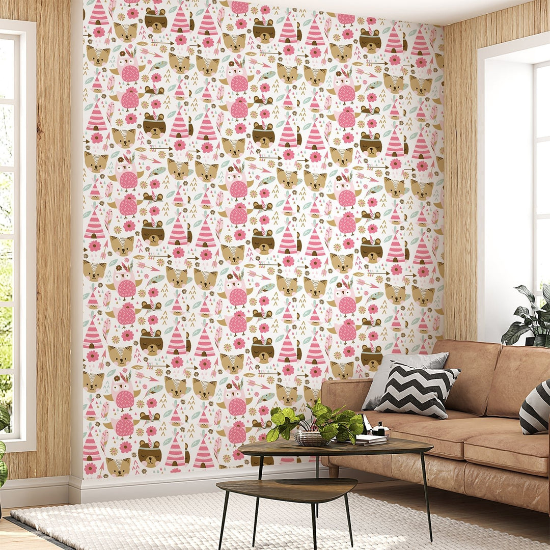 Pink Pet Park Cats Children's room home decor wall paper