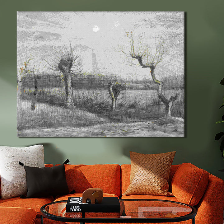 Pollards Birch Trees Color Wall Art Large Size by Vincent Van Gogh Paintings for Bedroom Living Room Home Office Décor. (VAWA010).