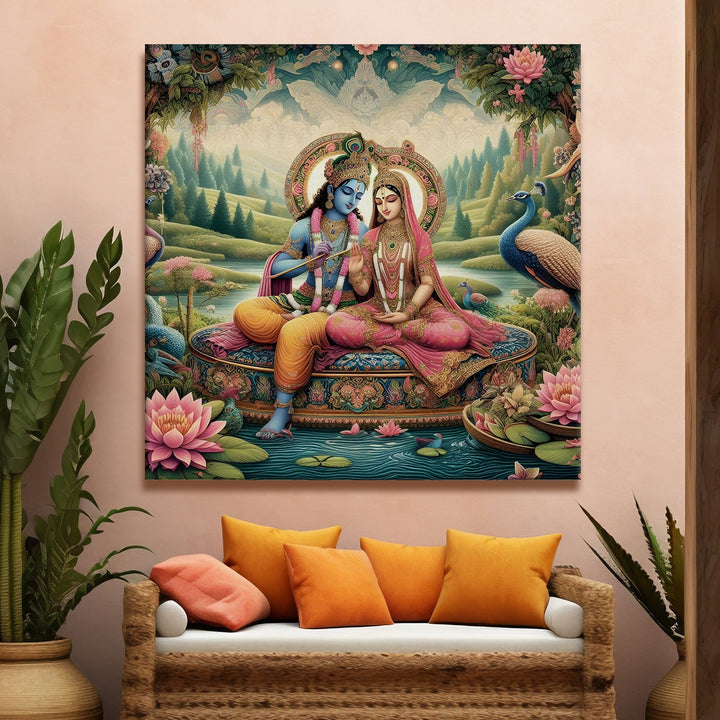 Radha Krishna Wall Art Canvas Paintings For Home and Office Wall Decoration