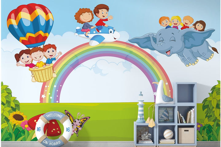 Rainbow Wallpaper Mural For Children's Room Wall decoration.