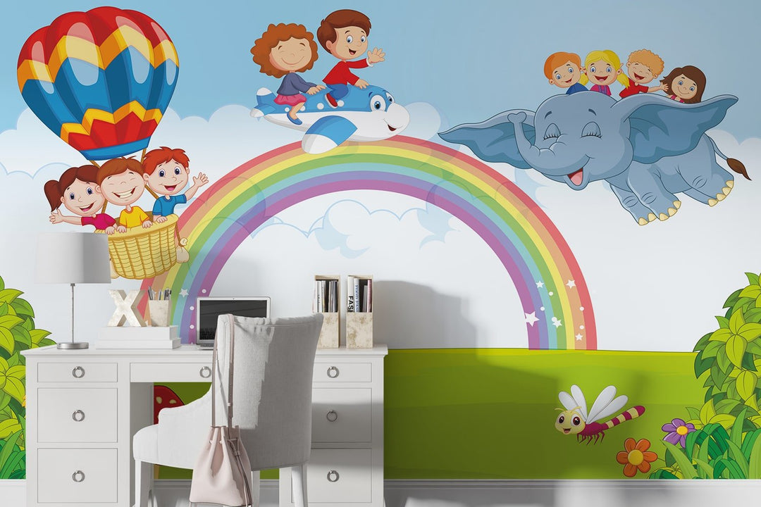 Rainbow Wallpaper Mural For Children's Room Wall decoration.