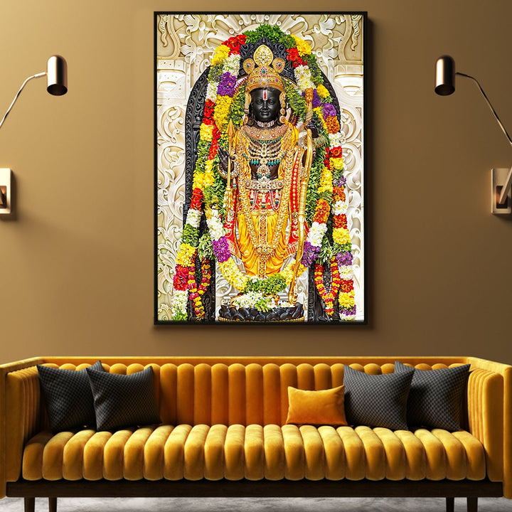 Ram Lalla Ayodhya Canvas Painting For Home Decor, Office walls and Mandir Wall Decoration (RMWA01)