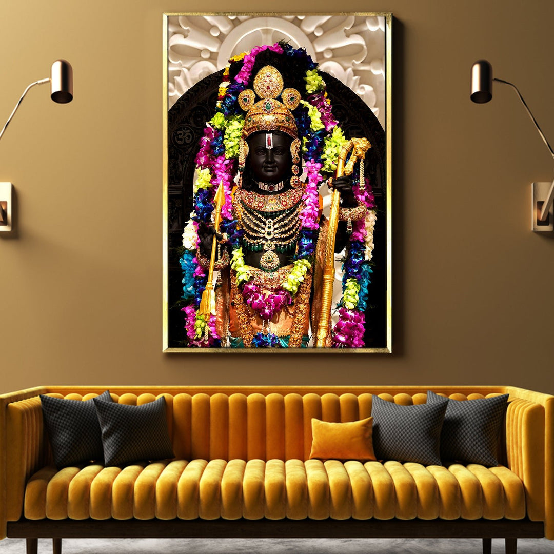 Ram Lalla Ayodhya Canvas Painting For Home Decor, Office walls and Mandir Wall Decoration (RMWA03)