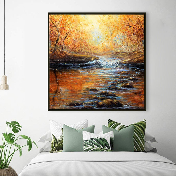 River Vastu Canvas Paintings Framed For Home and Office Wall Decoration