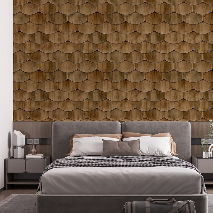 Roof texture Luxury brown Wood wallpaper for Home and Café Wall Decoration