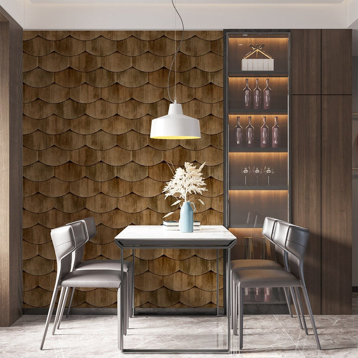 Roof texture Luxury brown Wood wallpaper for Home and Café Wall Decoration