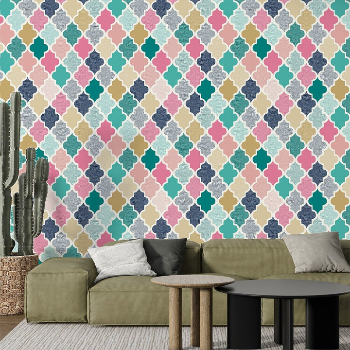 Self Adhesive doodle dots geometric Multicolor wallpaper Mural