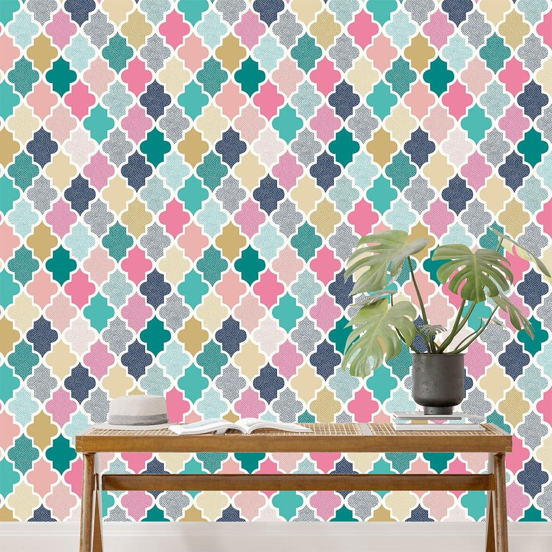 Self Adhesive doodle dots geometric Multicolor wallpaper Mural