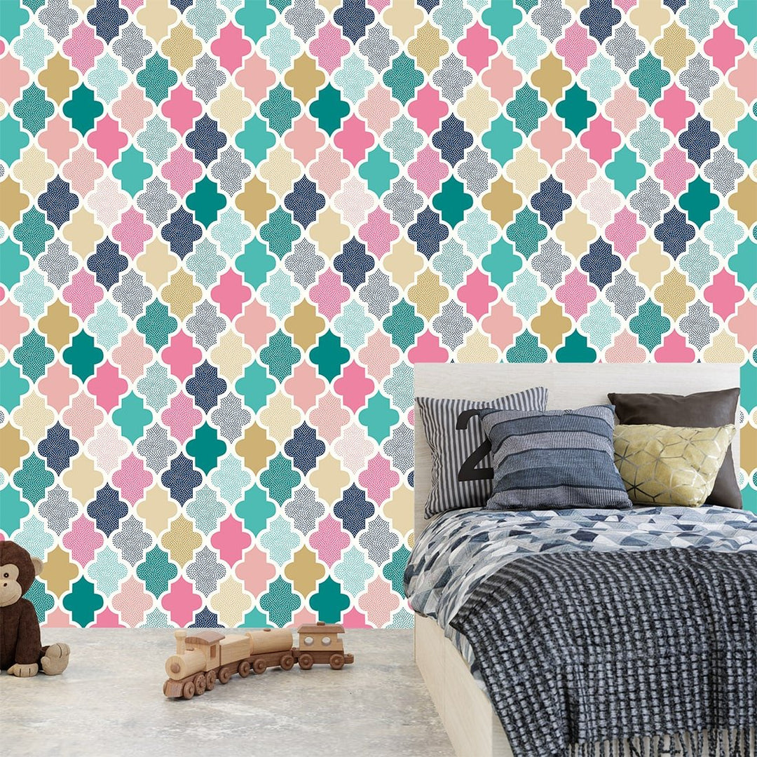 Self Adhesive doodle dots geometric Multicolor wallpaper Mural