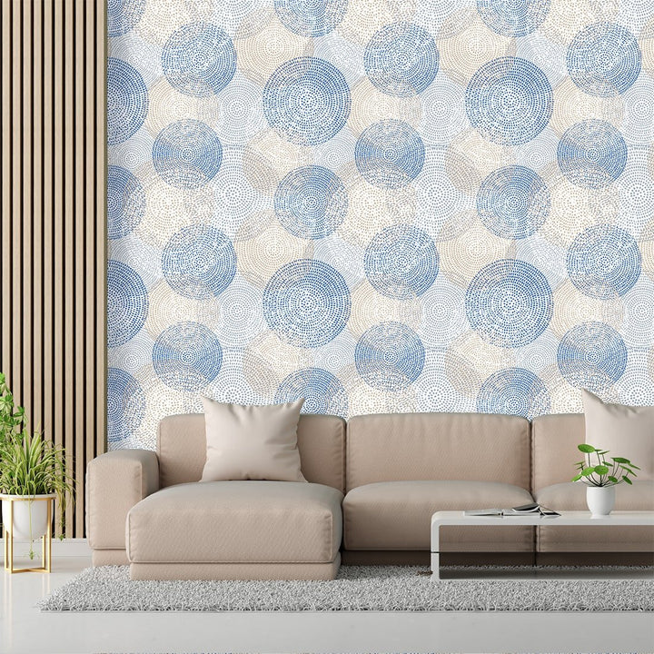 Self Adhesive Geometrical blue and yellow abstract wallpaper