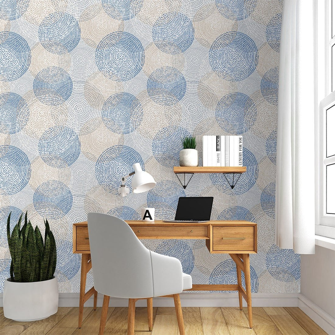 Self Adhesive Geometrical blue and yellow abstract wallpaper