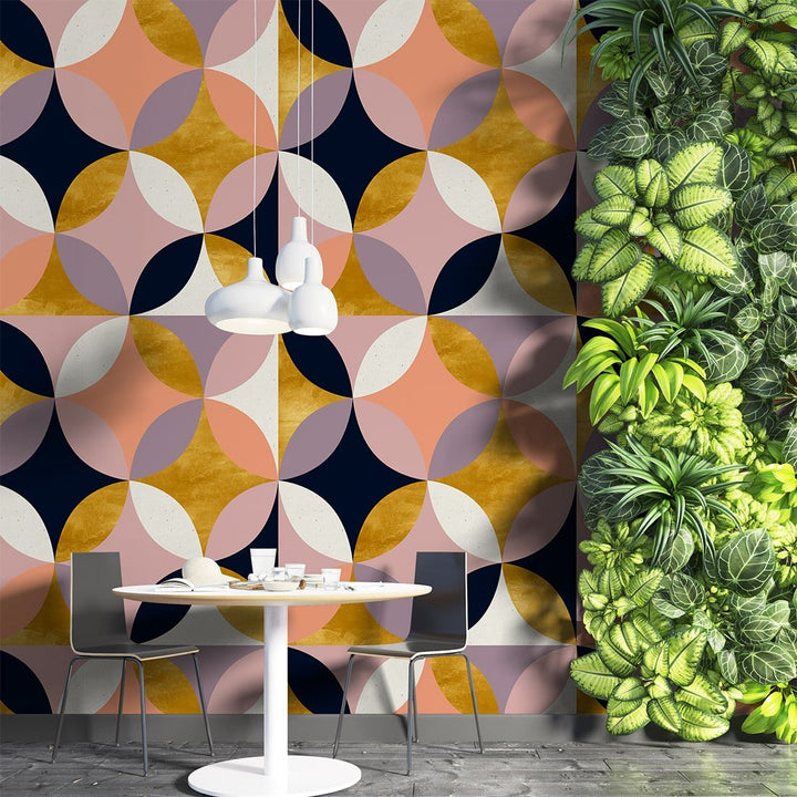 Self Adhesive Geometrical Circle Multicolor Wallpaper Mural