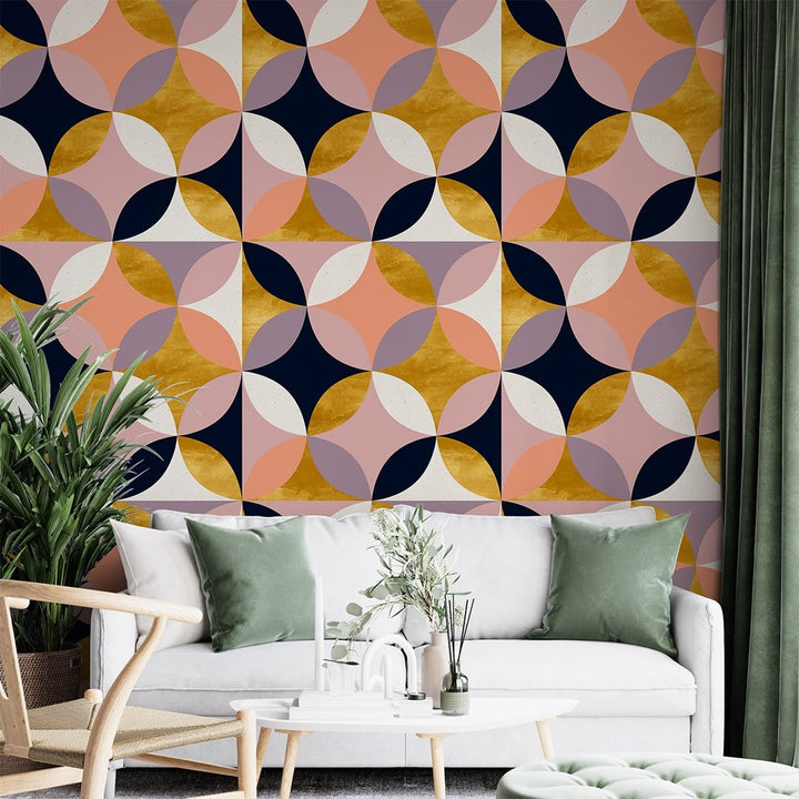 Self Adhesive Geometrical Circle Multicolor Wallpaper Mural