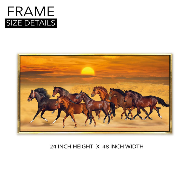 Seven Running Horses Vastu Canvas Paintings Framed For Living Room Wall Decoration (VAWA04)