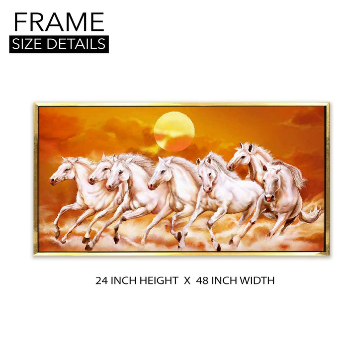 Seven Running Horses Vastu Canvas Paintings Framed For Living Room Wall Decoration (VAWA06)