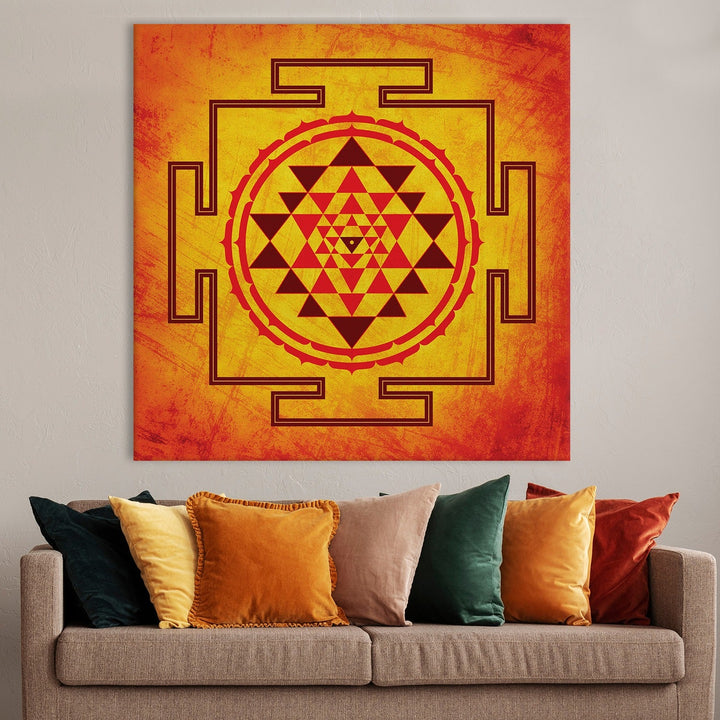 Shri Yantra Wall Art Canvas Painting For Home and Office Wall Decoration