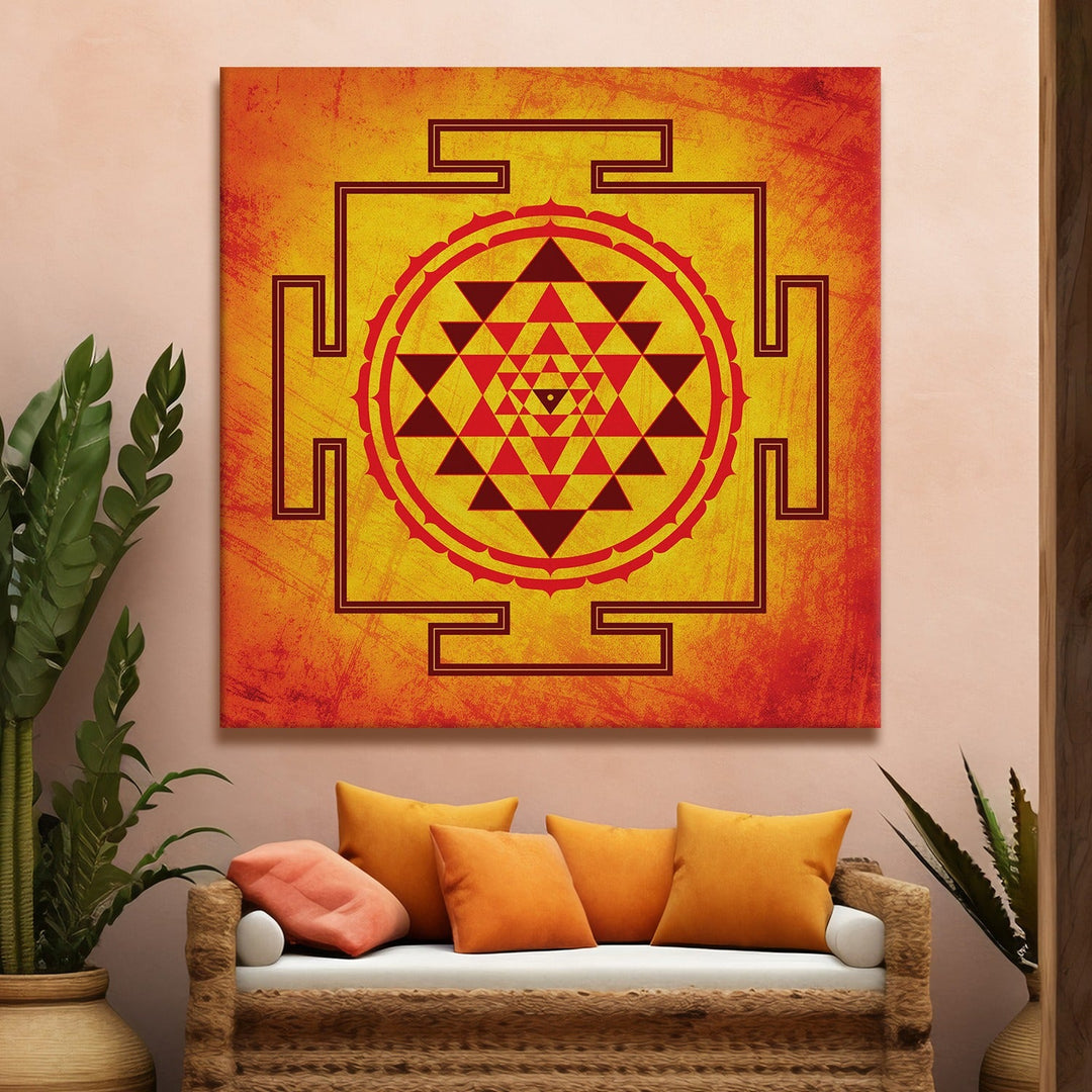 Shri Yantra Wall Art Canvas Painting For Home and Office Wall Decoration