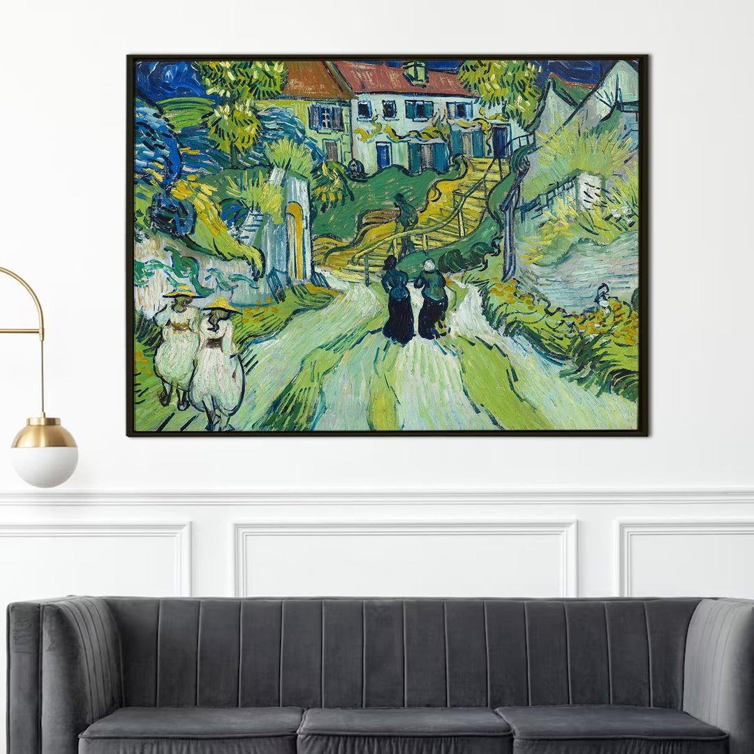 Stairway at Auwers France - From an Painting by Vincent Van Gogh Large Size Paintings For Bedroom Living Room Office Home Décor. (VAWA019).