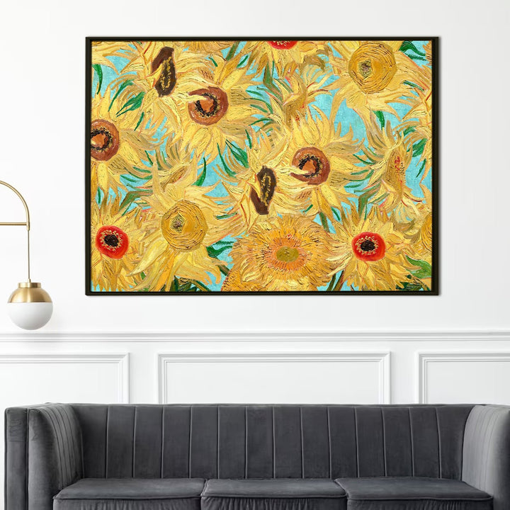Sunflower Wall Art Large Size Framed Canvas by Vincent Van Gogh Famous Paintings Abstract Wall Décor for Living Room Home Decorations (VAWA09).