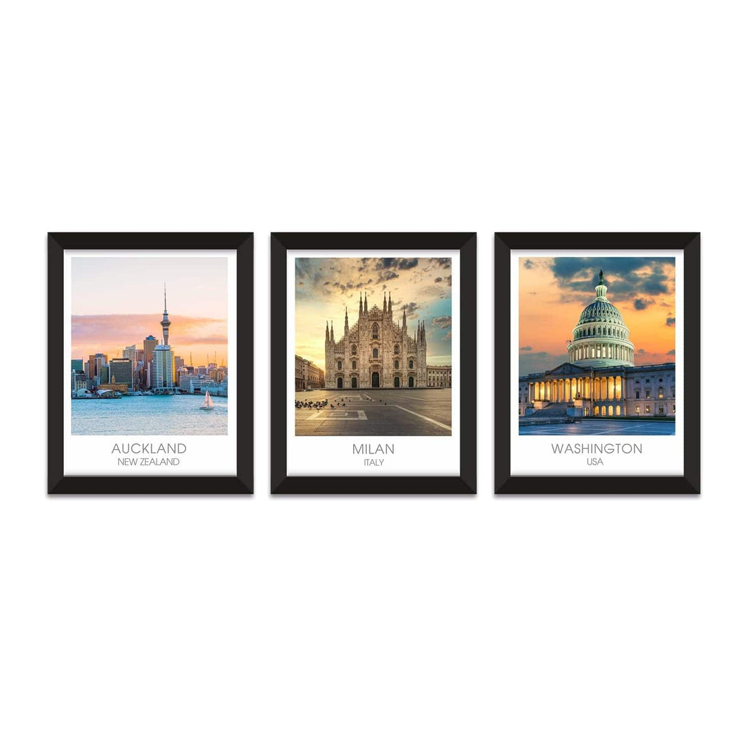 Travel Theme Poster Framed Paintings for Home, Office, and Hotel Wall Decor (11 x 14 inch)