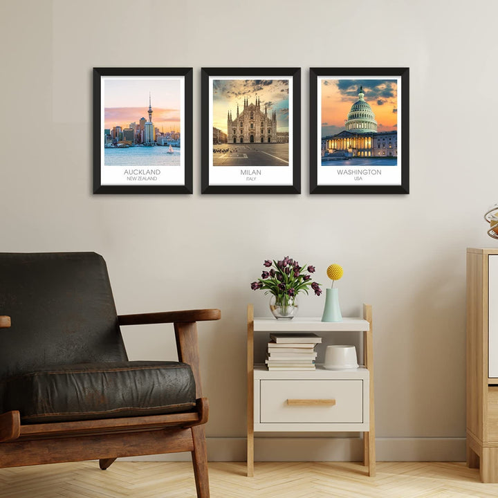 Travel Theme Poster Framed Paintings for Home, Office, and Hotel Wall Decor (11 x 14 inch)