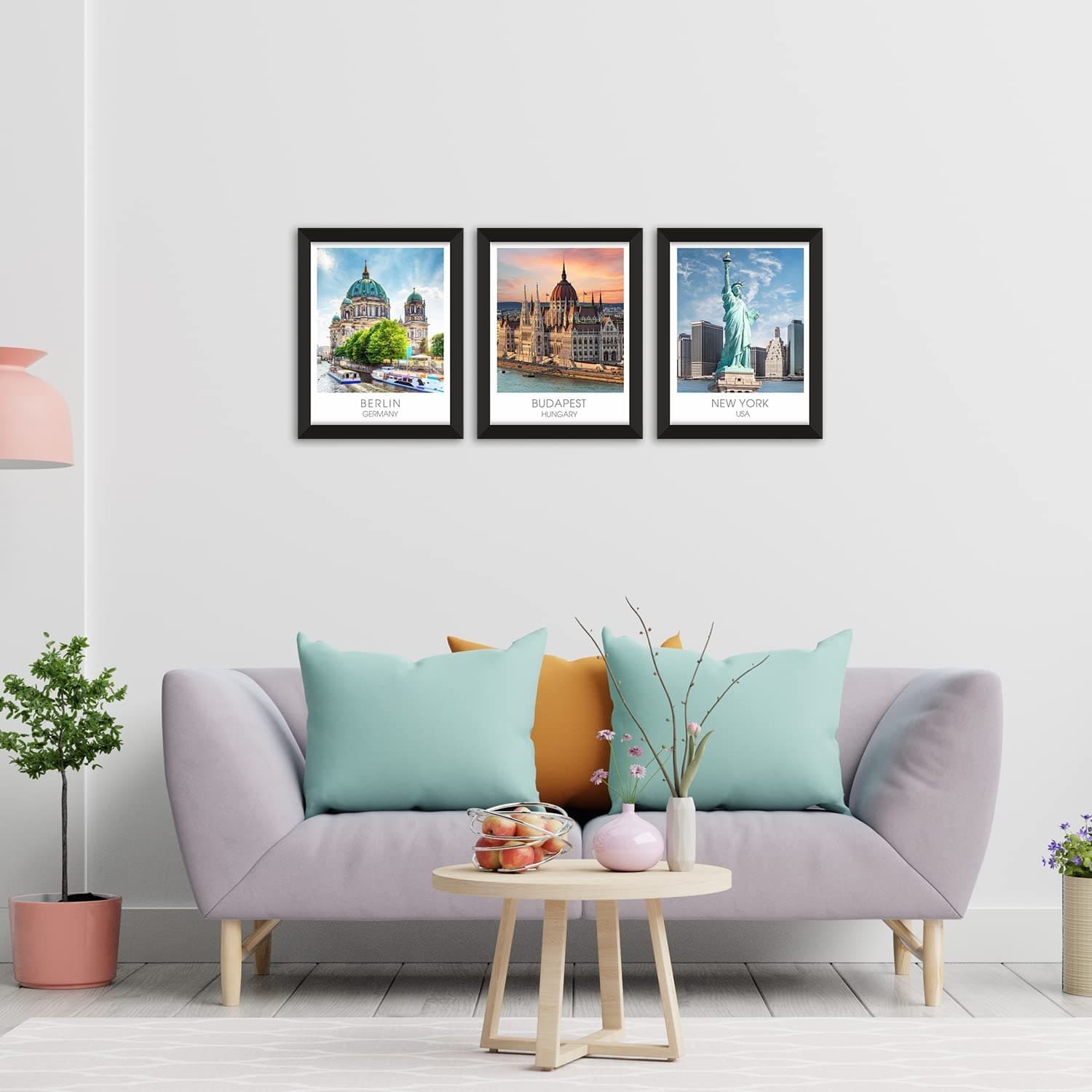 Travel Theme Wall Decor Framed Paintings for Living Room and Office wall Decoration.