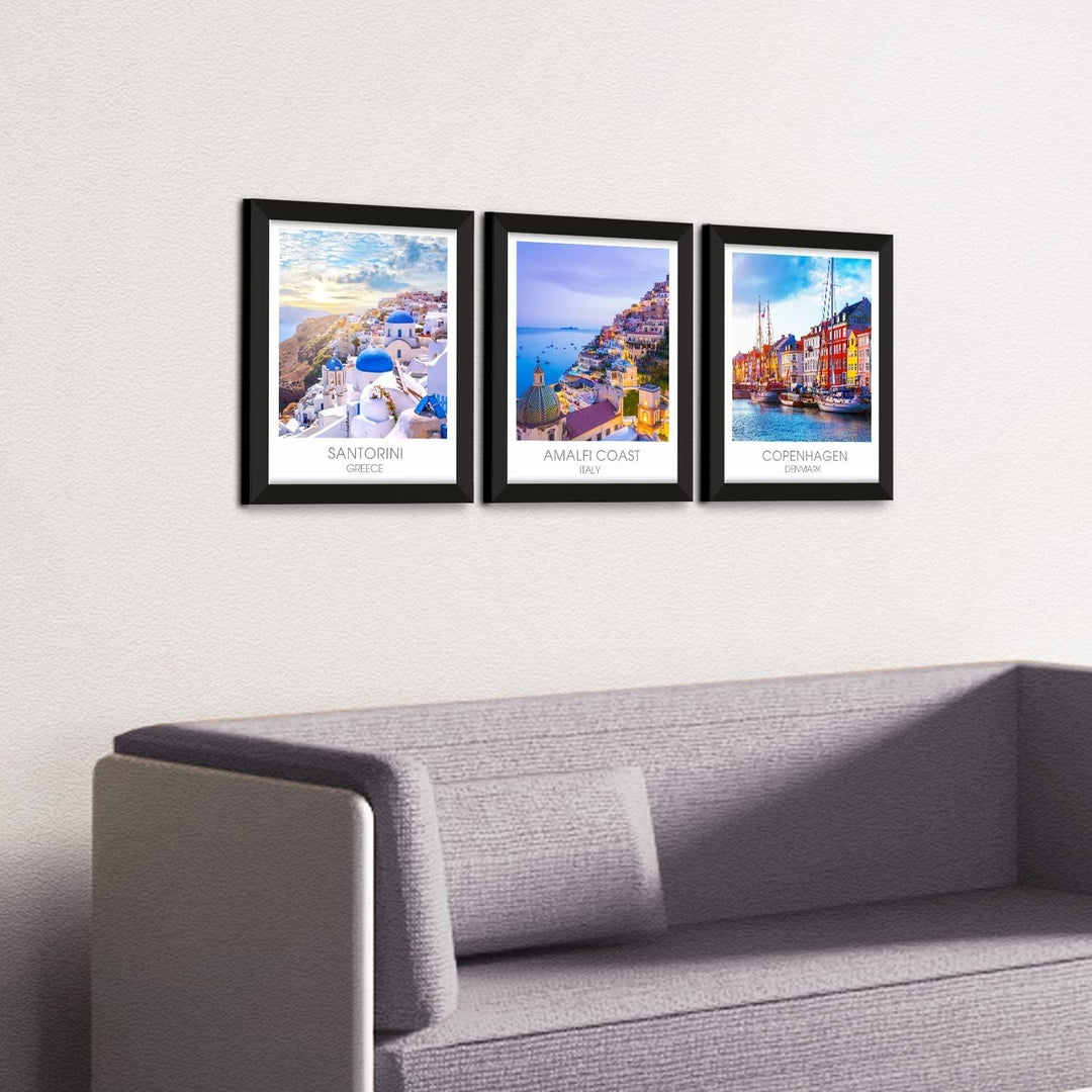 Travel Wall Decor Poster Framed Paintings for Living Room and Office Wall Decoration.